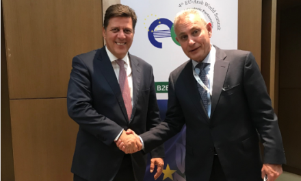 Συνάντηση Αναπληρωτή Υπουργού Εξωτερικών, Μιλτιάδη Βαρβιτσιώτη, με τον Γενικό Γραμματέα της Ένωσης για τη Μεσόγειο (ΕγΜ), Nasser Kamel, στο περιθώριο του 4ου EU Arab Summit (Αθήνα, 29.10.2019)