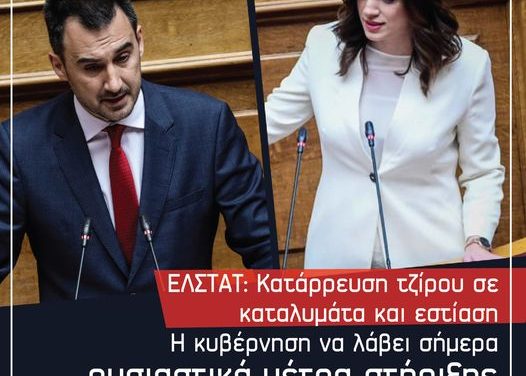 κατάρρευση του τζίρου στις επιχειρήσεις καταλυμάτων κατά 61,4% και στην εστίαση κατά 31,2% για το τρίτο τρίμηνο του 2020:Κοινή δήλωση  Αλ.Χαρίτση-Κ.Νοτοπούλου