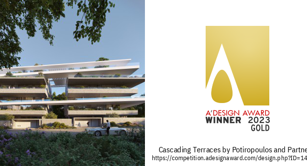 Χρυσό βραβείο A’ Design Award κατέκτησε η Potiropoulos+Partners για το έργο Cascading Terraces